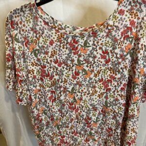LOFT Floral Ruffle-Sleeve Tee – Size XL